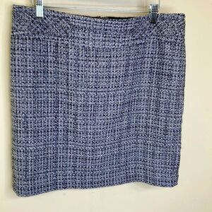 LOFT Dressy Zippered Tweed Black/Blue skirt Sz 14